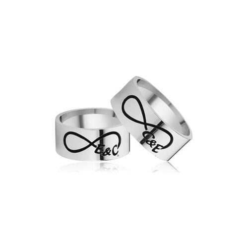 Silver Infinity Letter Couple Wedding Rings