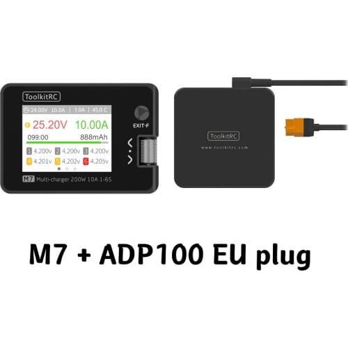 ToolkitRC M7 200W 10A DC Balance Charger Discharger for 1-6S Lipo Battery and ADP100 100w 20v 5A Power Supply Unit Set Sell
