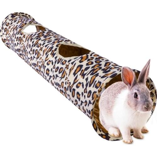 Leopard Print Pet Tunnel Long Pet Toys Collapsible Tunnel Space-Saving Nontoxic Toys for Dogs Cat Rabbits 120x250 cm