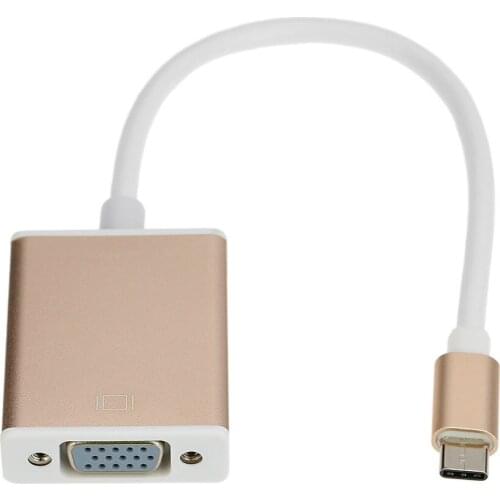 VGA Video Adapter Cable USB3.1 Type-c Male to VGA Female Video Transfer Converter 1080P for Macbook 12 Inch Chromebook Pixel