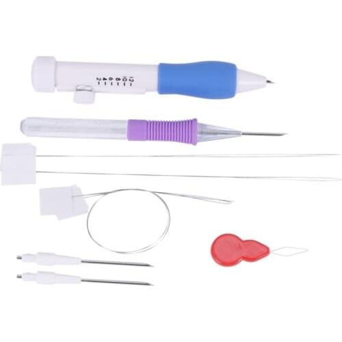 Embroidery Stitching Punch Needle Set Embroidery Pen with Plastic Box for Embroidery Threaders DIY Sewing, 3 Sizes