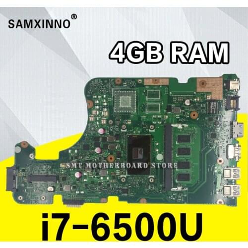 X555UJ REV:2.0 For Asus X555UA X555UF X555UQ Laptop Motherboard With i7-6500U 2.50GHz 4GB RAM DDR3L 60NB0AF0-MB1000 Not Repaired