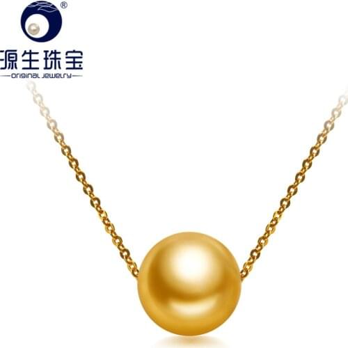 YS 18K Real Gold Chain Genuine Saltwater Cultured South Pacific Sea Pearl Pendant Necklace