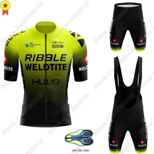Yellow Ribble Weldtite Cycling Clothing Men 2021 HUUB Cycling Jersey Set Road Bike Suit Bicycle Bib Shorts MTB Maillot Uniform