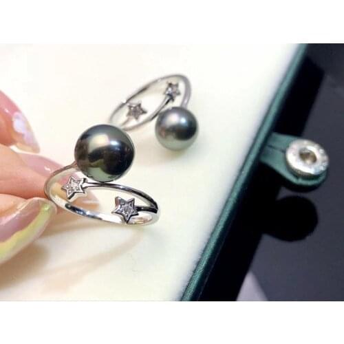 Star 925 Sterling Silver Ring Finger Ring Base Settings Adjustable Ring Findings Jewelry Parts Fittings Accessories for Pearls