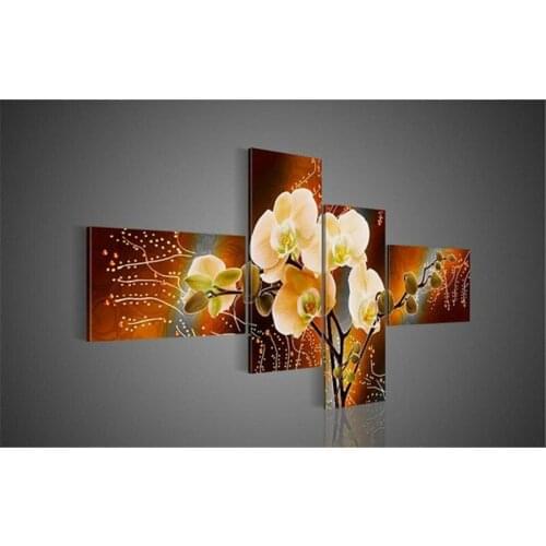 100%Hand-Painted 4 pcs/set Abstract Art Flowers Landscape Wall Oil Painting On Canvas Scenery Home Decoration Modern Gift