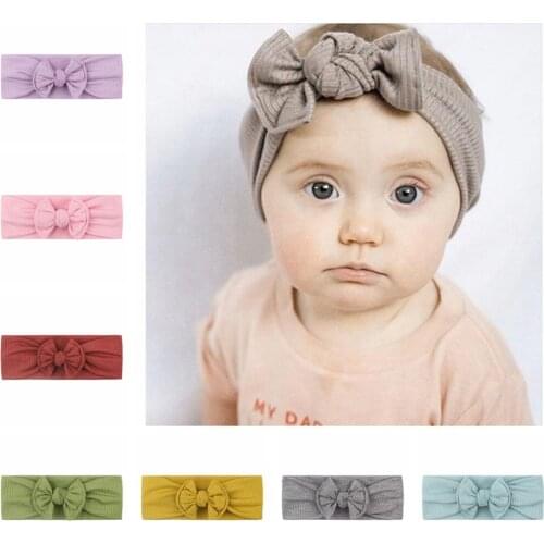 12 Colors 16*7.5 CM Bowknot Elastic Headband Newborn Infant Nylon Hairband Fashion Bows Headwear Hair Accessories for Baby Girls