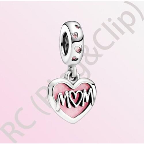 2020 New Arrival S925 Sterling Silver Beads Mum Script Heart Dangle Charms fit Original Pandora Bracelets Women DIY Jewelry
