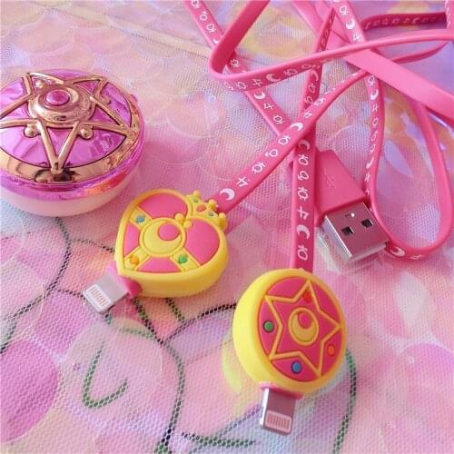 3Style Anime Card Captor Sakura Action Figure Printed Cartoon Mobile Phone Data Line for Iphone Pink Moon USB Charging Cable