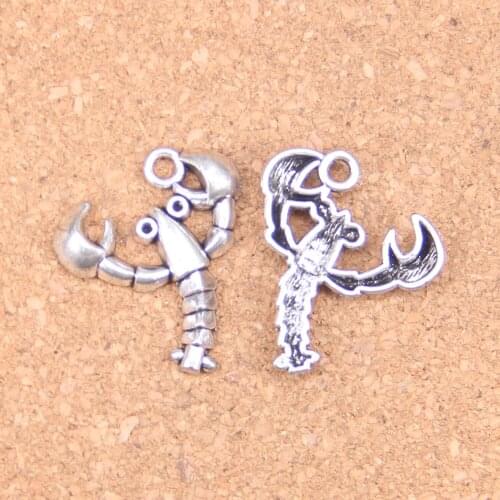 48pcs Charms lobster crustacean 27x24mm Antique Pendants,Vintage Tibetan Silver Jewelry,DIY for bracelet necklace
