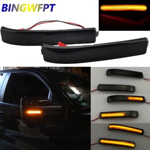 Black Dynamic Turn Signal Lights LED Side Rearview Mirror Sequential Indicator Blinker Lamp For Ford F150 F-150, SVT Rapor 09-14