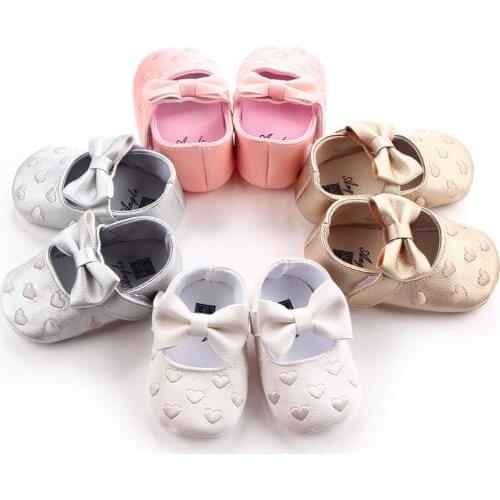 KidsShoes Casual Sneaker Baby Girl Shoes 2021Newest Princess Single Shoes Bowknot Toddler Embroidered PU Leather Antiskid Shoes