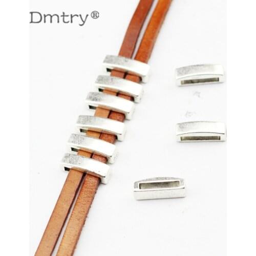 Dmtry 10pcs/lot Wholesale Brand Retro Beads Sapcer For Flat Cord Leather Bracelets Necklace Jewelry Findings Accessories LC0141