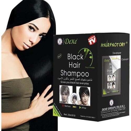 25mlX10pcs Economic Set Dexe Black Hair Shampoo Only 5 Minutes Hair Color Hair Dye Permanent hair dye