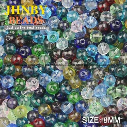 JHNBY Round Shape Austrian crystals beads Top quality 8mm 50pcs Transparent colorful loose bead ball bracelet Jewelry making DIY