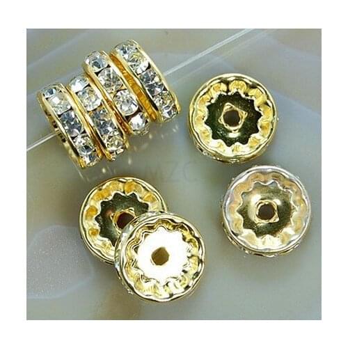 Ju3ap 12mm Free Shipping+Gift White Rhinestone Rondelle Spacer, OYW DIY beads Jewelry findings Wholesale