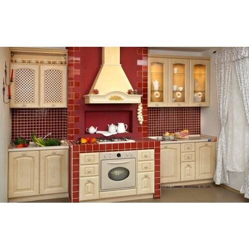 Classical oak wood kitchen cabinet(LH-SW078)