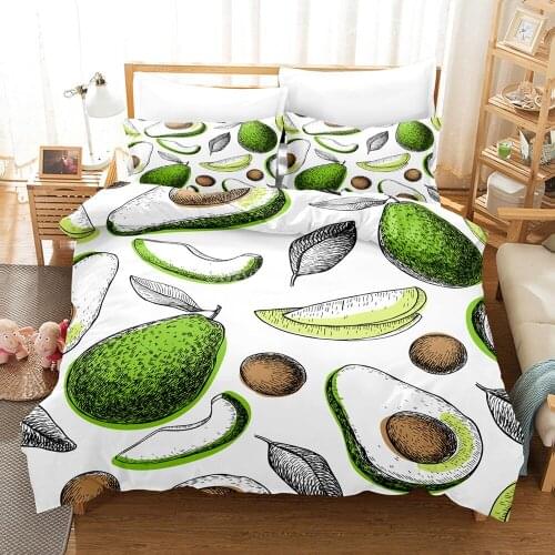 Green Avocado Bedding Set 3d Duvet Cover Sets Comforter Bed Linen Decor Twin Queen King Single Size Luxury Cartoon Gift Fruit