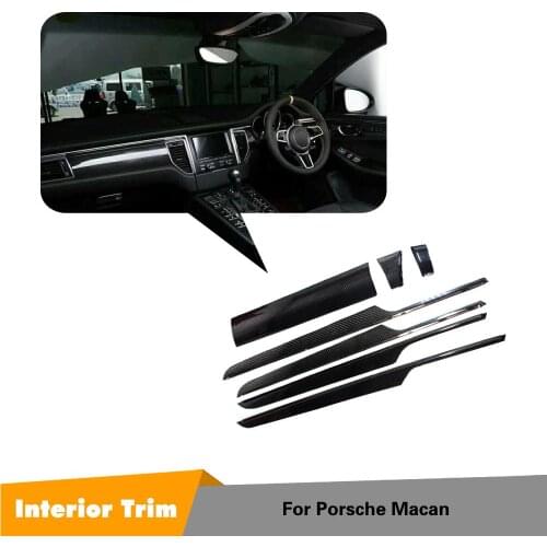 Door Handle Panel Cover Dashboard Meter Bar Trims For Porsche Macan 2014 2015 2016 Real Carbon Fiber Interior Decoration