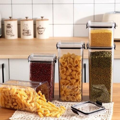 Nordic Square Storage Jar Food Containers Kitchen Storage Food Grade Plastic Box Nut Dry Goods Desk Organizer