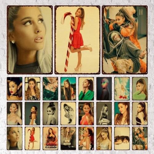Retro American Singer Metal Plaque Tin Sign Vintage Ariana Grande Picture Tin Poster Wall Art Plate for Club Room Decoration
