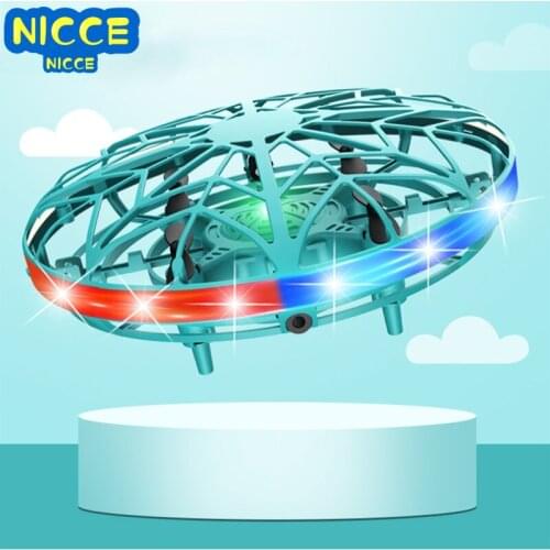 Nicce 12cm Mini Colour UFO Drone with LED Light Gesture Sensing Bag Portable Quadcopter Model Electric Drone Toys for Children