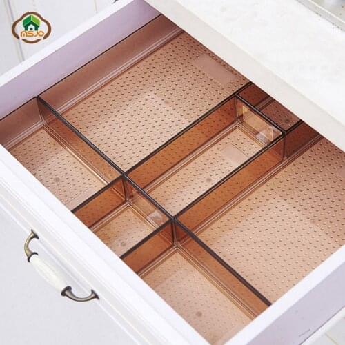 Msjo Kitchen Organizer Plastic Drawer Organizer Household Kitchen Board Free Divider Makeup Box Tableware Storage Box Set