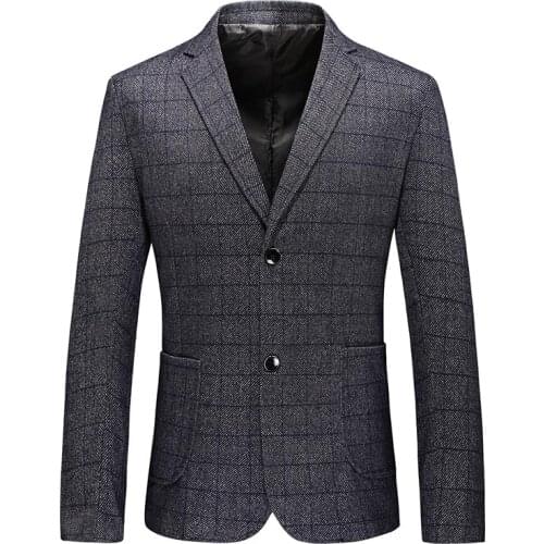 Mens Blazer Britishs Style Casual Slim Fit Suit Jacket Male Plaid Blazers Coat Wedding Banquet Mens Tuxedo Terno Masculino