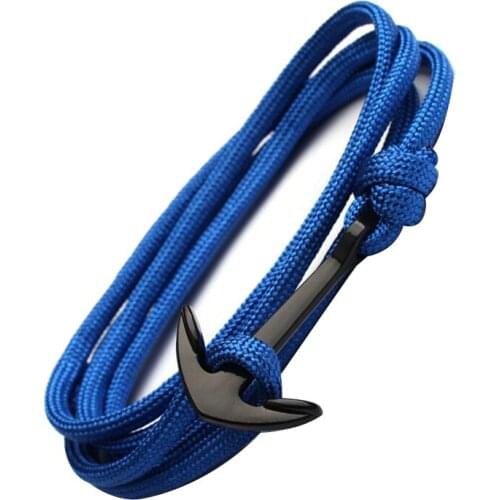 Anchor-Arrow Charm Men Bracelet Fashion Blue Color Rope Wrap Hooks-Anchors Bracelets For Men Jewelry Gift