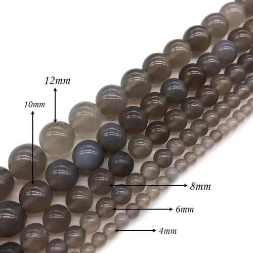 Natural Gem StoneBeadsGray Agate RoundBeadsFitting for Women Handcraft Jewelry Making Bracelets Necklaces J210