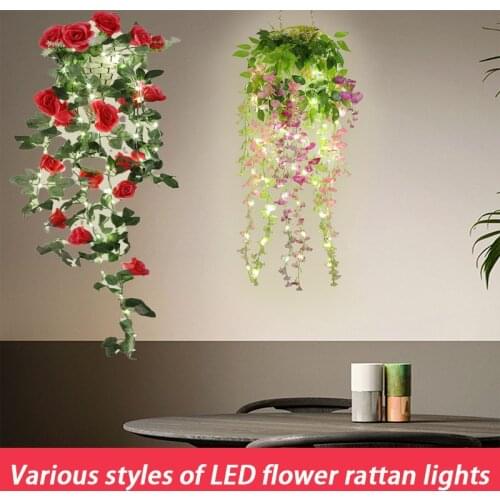 New flower rattan LED lamp villa garden decoration lamp bedroom living room chandelier dining room lamp kindergarten lighting