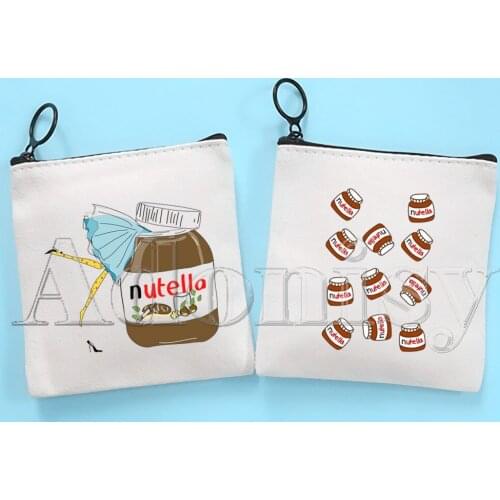 Nutella Cute Solid Color Canvas Coin Purse Small Fresh New Zipper Key Bag Hand Gift Bag