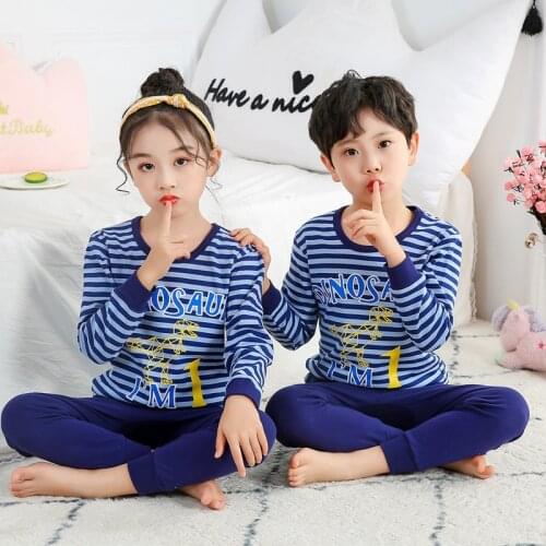 2020 Kids Boy Girls Clothing Pajamas Set 100% Cotton Children Sleepwear 2 Pieces Cartoon Tops+Pants Toddler Clothes Pyjamas Kids