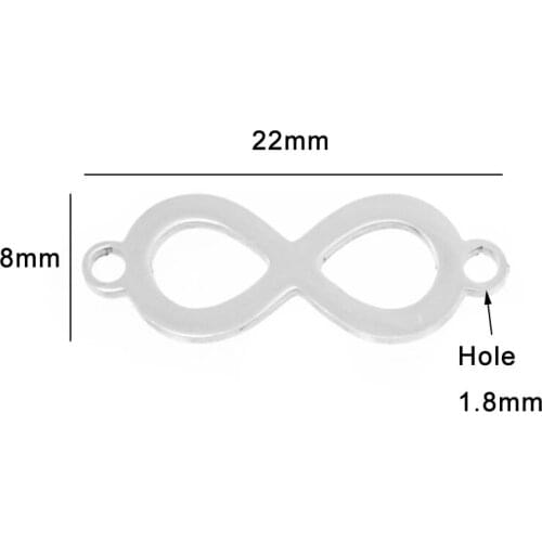 100% Stainless Steel Infinity Charms Pendant Bracelet Connectors Charm For Jewelry Making Mirror Polished Wholesale 50pcs