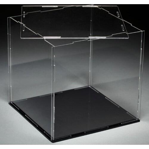 Clear Acrylic Showcase Dustproof Black Base Model Toy Display Case Action Figures Collectibles Countertop Box