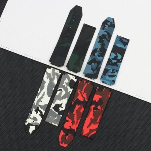 25*17mm butterfly buckle Watch Accessories Men Silicone Strap Camouflage for Hublot strap Stainless Steel Clasp 22mm tools