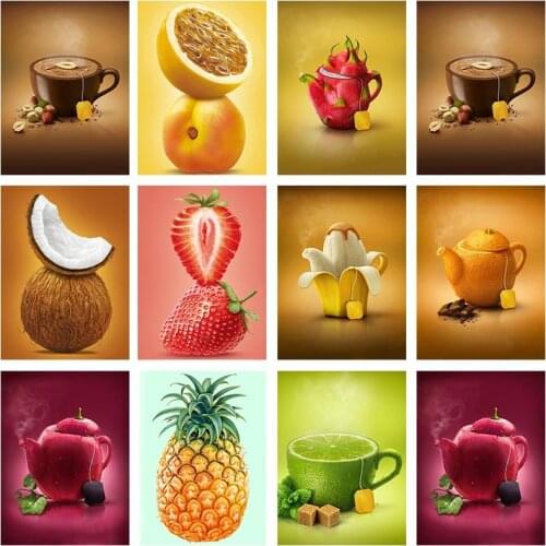 Self-adhesive Wall Stickers Strawberry Apple Fruit Nordic Posters And Prints Wall Art Pictures For Home Decor Room Decoration