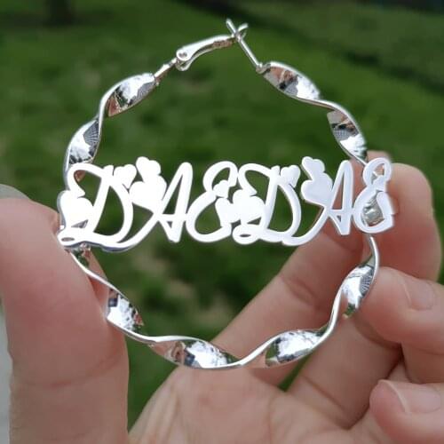 Gosun Customize Name Earrings Custom Name Hoop Earrings Personalized Name Earrings Stainless Steel Earrings Letter Women Jewelry