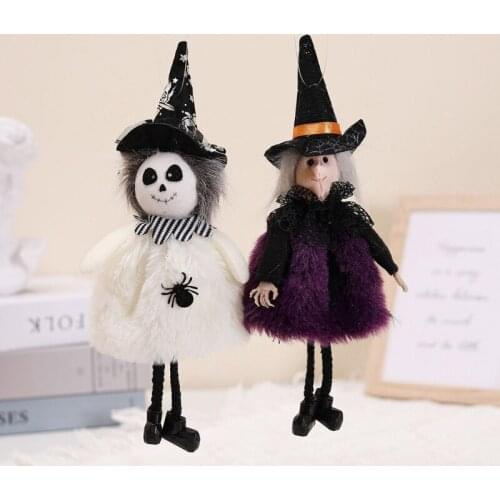 T84E Halloween Pumpkin Ghost Gnome Doll Pendant Cute Cartoon Dwarf Elf Hanging Ornament Home Decor Festive Party Tree Hanging