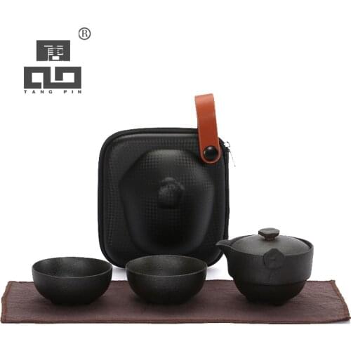 TANGPIN black crockery ceramic teapot with 2 teacups a tea sets portable travel tea sets
