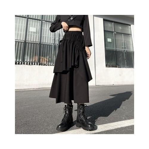 Dark series minority design wrinkle skirt skirt woman 2021 spring summer double-layer a character umbrella skirt