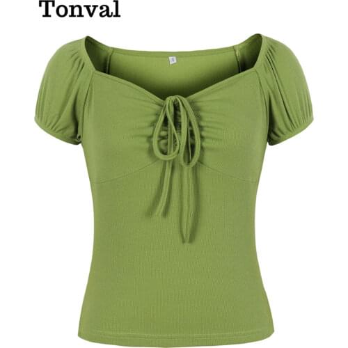 Женские трикотажные футболки Tonval China At AliExpress