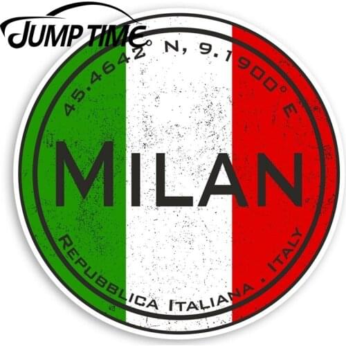 Jump Time Milan Italy Vinyl Stickers - Italian Flag Travel Sticker LuggageWaterproof Car Decal Trunk Car Accessories