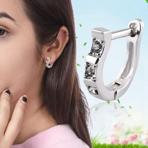 Zircon Harp Studs U-Shaped Earrings Women Brincos