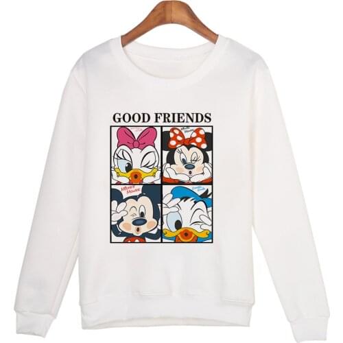 Mickey Mouse And His Friends Print Disney Pullover Sweatshirt Aesthetic Cartoon Women Casual Long Sleeve Hoodies Tops Dropship
