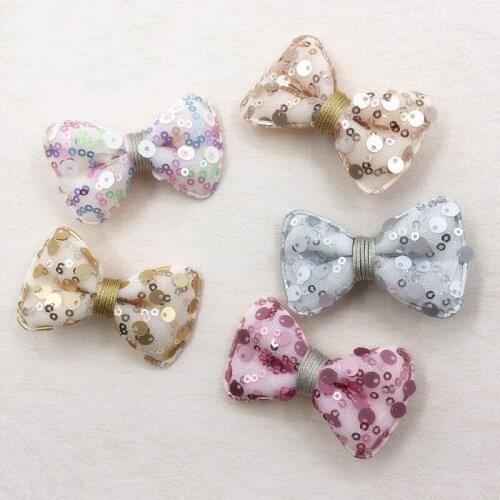 Boutique 10pcs Fashion Cute Glitter Hair Bow Hairpins Solid Sequin Bowknot Hair Clips Princess Headwear Hair Accessories
