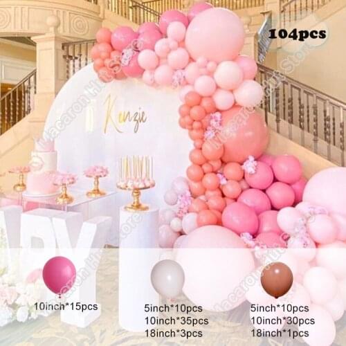 104pcs Doubled Macaron Pink Wedding Party Background Baby Shower DIY Arch Festival Decoration Birthday Event Ballon Garland Kit