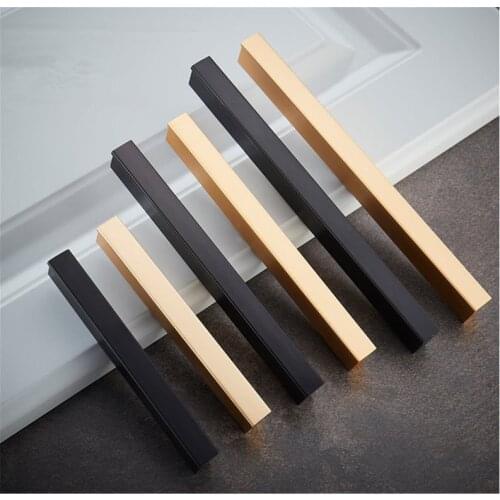 3.75" 5" 6.3" Black Drawer Handles Modern Cabinet Pulls Dresser Pulls Champaign Gold Kitchen Cupboard Handle Furniture Hardware