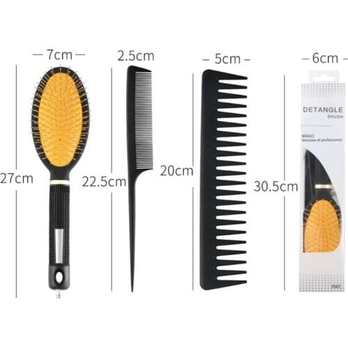 3pcs Paddle Anti-Static Comb Detangling Hair Brush Scalp Massage Styling Tools M76F