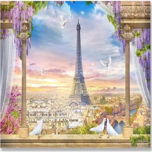 3D stereo European Paris landscape wallpapers background wall 3d murals wallpaper for living room